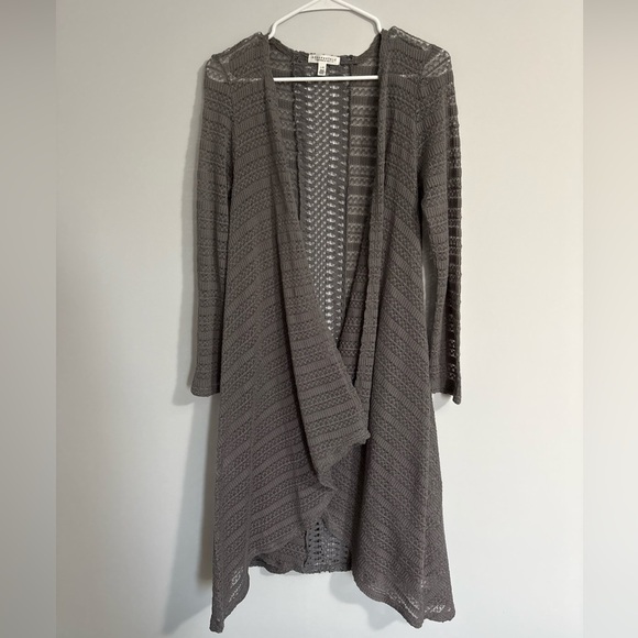 Aeropostale Womens Large Open Knit Duster Cardigan Gray Boho Fairy Grunge - Picture 1 of 10